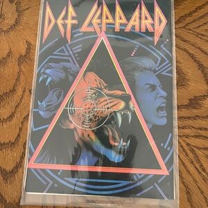 Def Leppard Neon Triangle Poster - Black/Blue/Pink